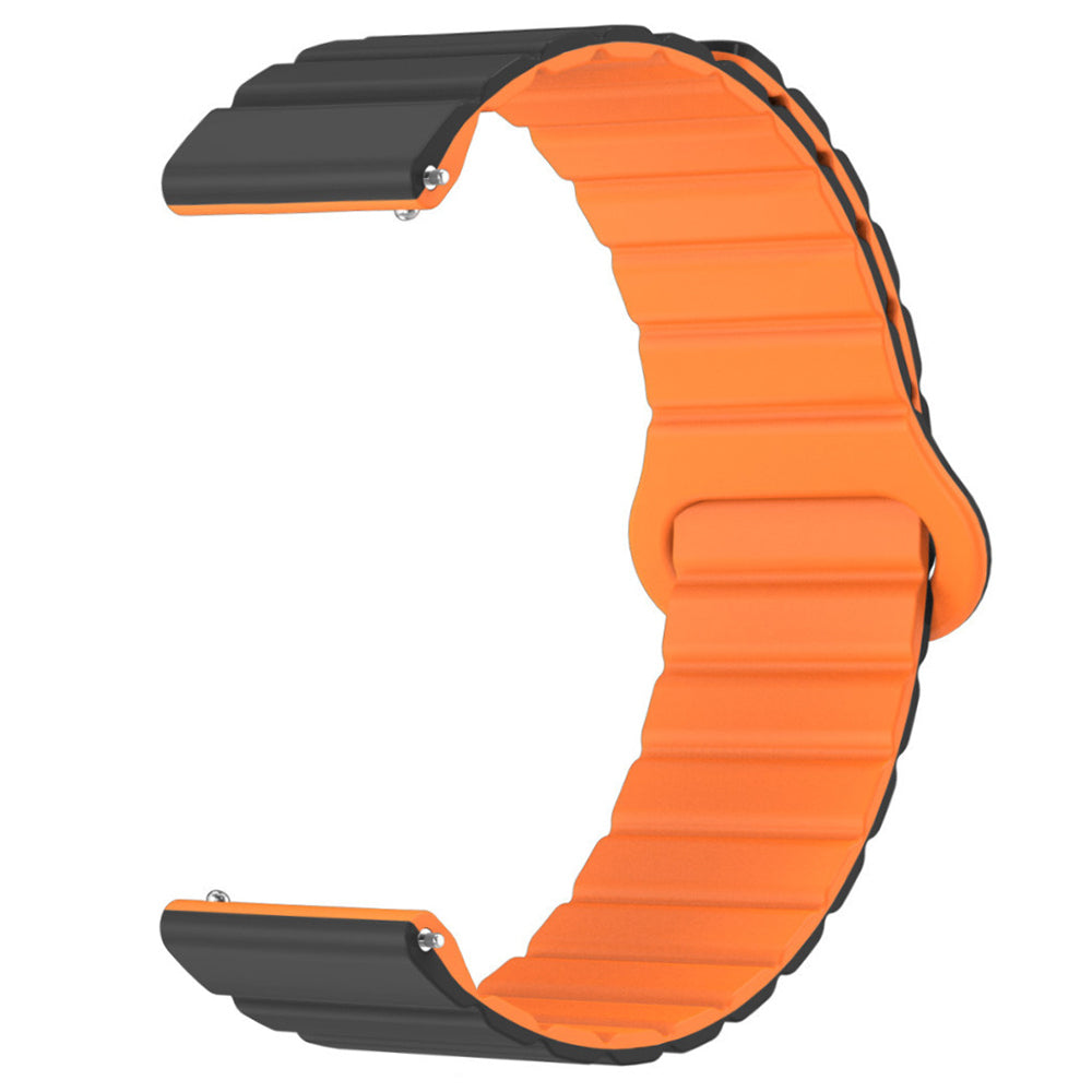 20mm Magnetic Sport Loop Watch Band Silicone Dual Color Replacement Strap - Black+Orange 20mm Magnetic Sport Loop Watch Band Silicone Dual Color Replacement Strap - Black+Orange